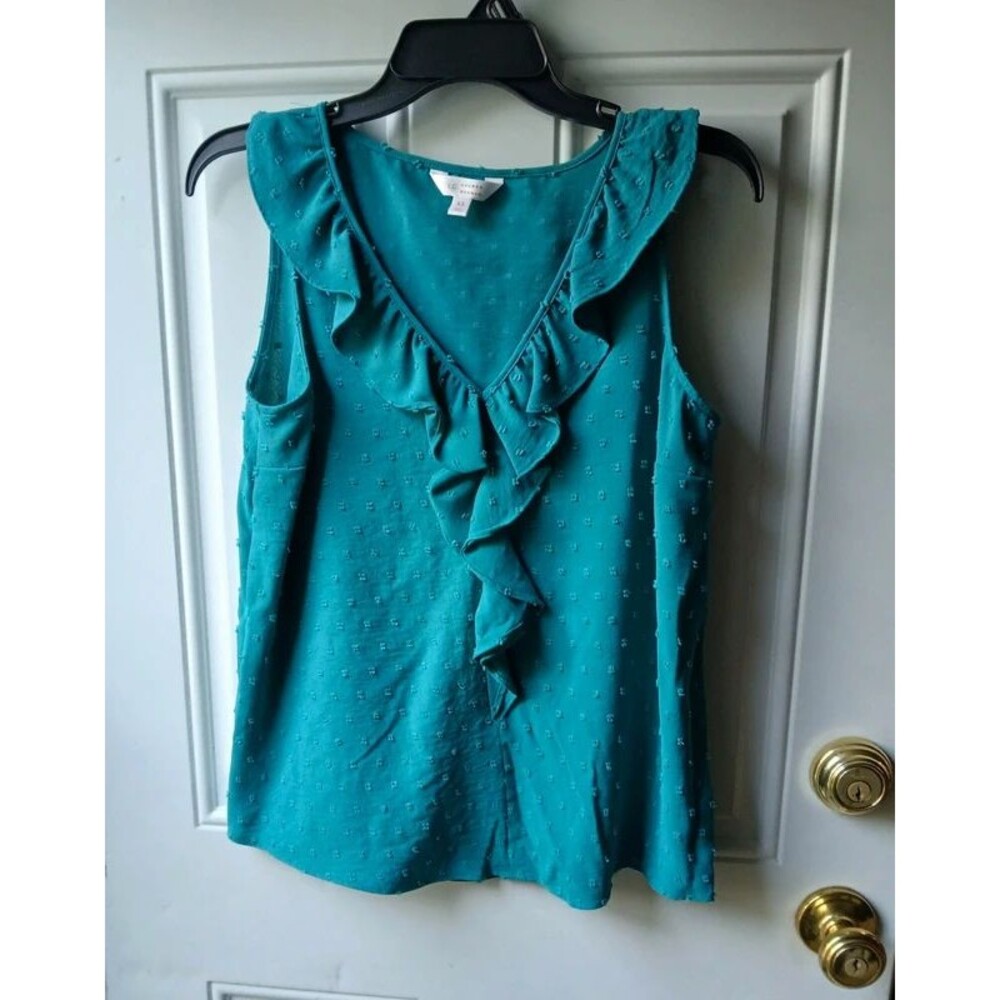 LC Lauren Conrad Teal Ruffle V-Neck Sleeveless Camisole
